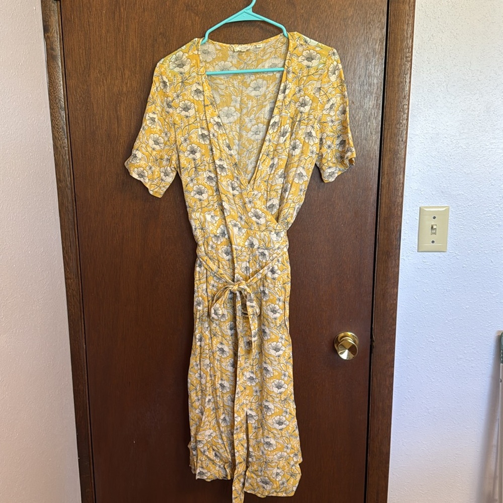 Fat Face Mustard and Cream Patterned Dress
